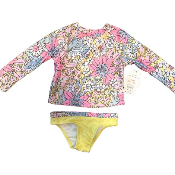 Wonder Nation Baby Girl Long Sleeve Rash Guard Swimsuit UPF 50.  12Months NWT - Picture 1 of 6